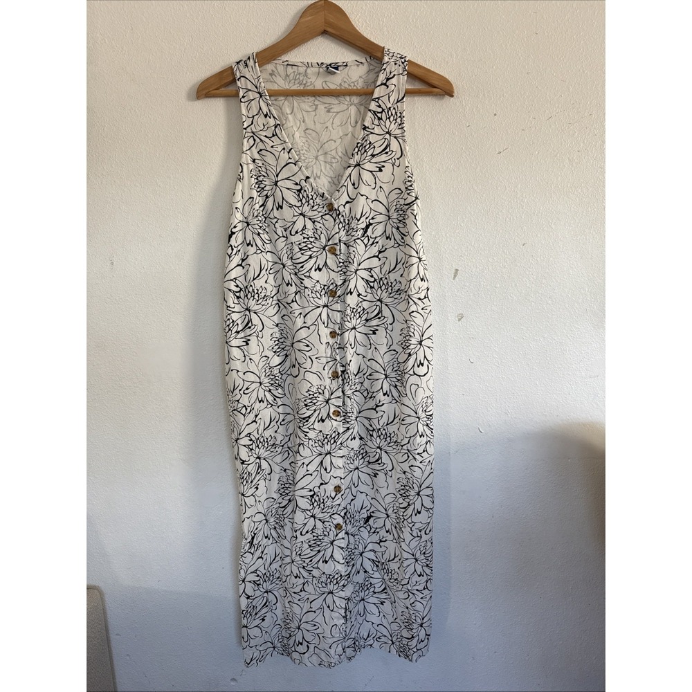 Old Navy Women's Sleeveless Maxi Dress Button Front Linen Blend Maxi Size Small
